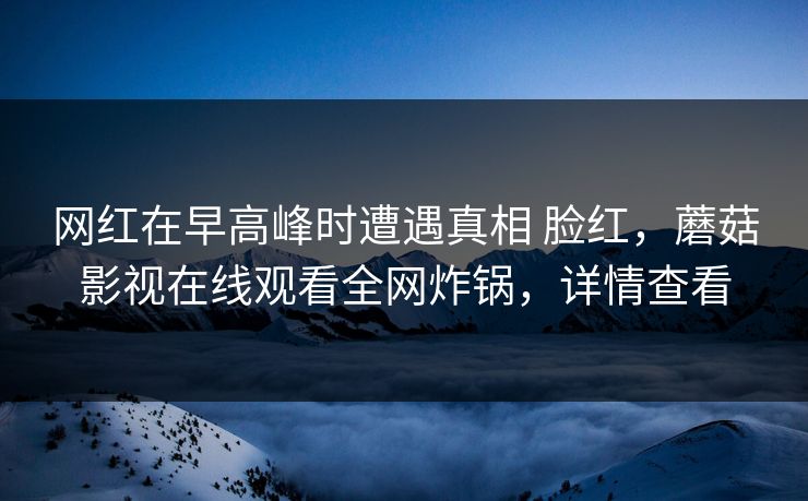 网红在早高峰时遭遇真相 脸红，蘑菇影视在线观看全网炸锅，详情查看