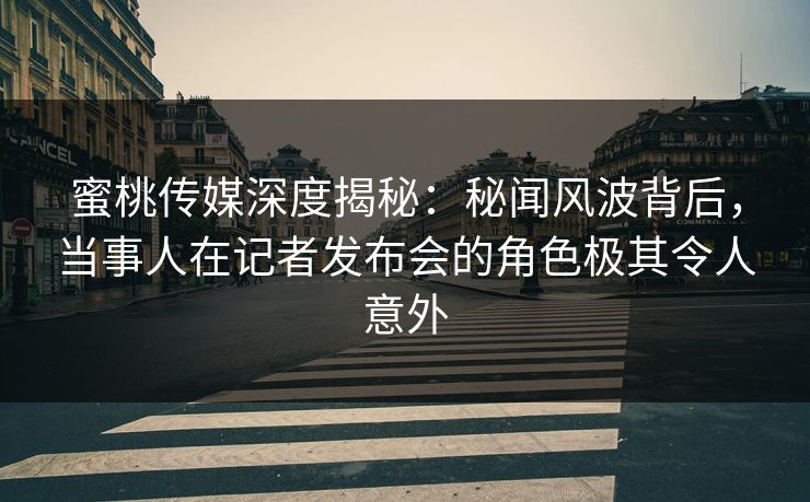 蜜桃传媒深度揭秘：秘闻风波背后，当事人在记者发布会的角色极其令人意外