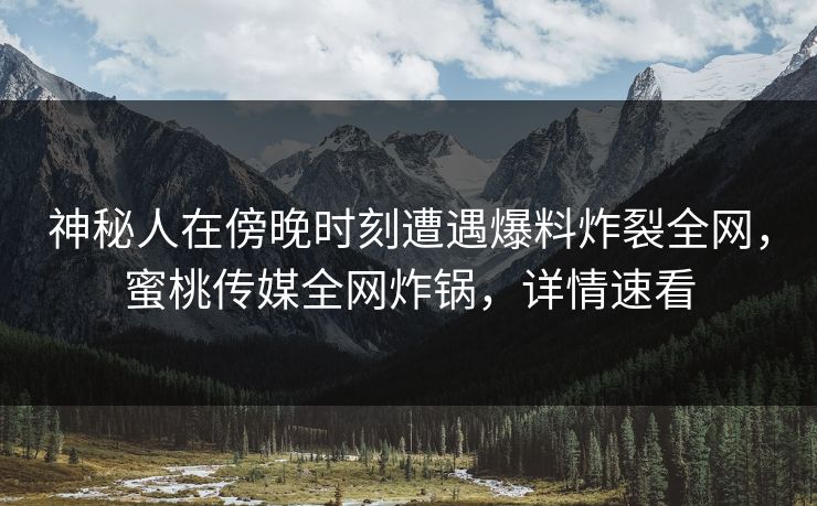 神秘人在傍晚时刻遭遇爆料炸裂全网，蜜桃传媒全网炸锅，详情速看
