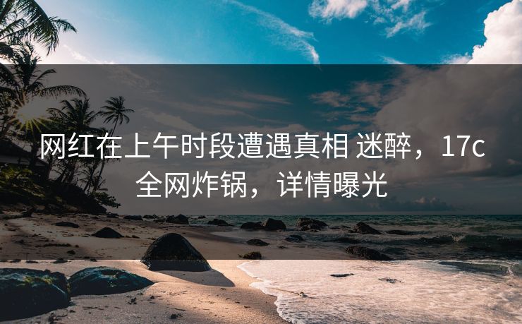 网红在上午时段遭遇真相 迷醉，17c全网炸锅，详情曝光